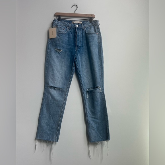 NWT GRLFRND Karolina High Rise Straight Crop Jeans Point Loma Distressed button - Picture 4 of 16